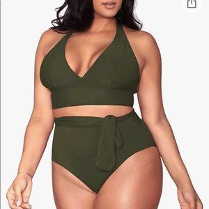 Plus Size High Waisted Tummy Control Swimwear